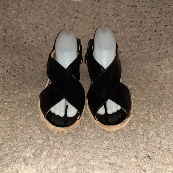 JEFFREY CAMPBELL-Columbo-Shiny Black Leather-CrissCross Slingback-S 10-Excellent - Picture 3 of 7